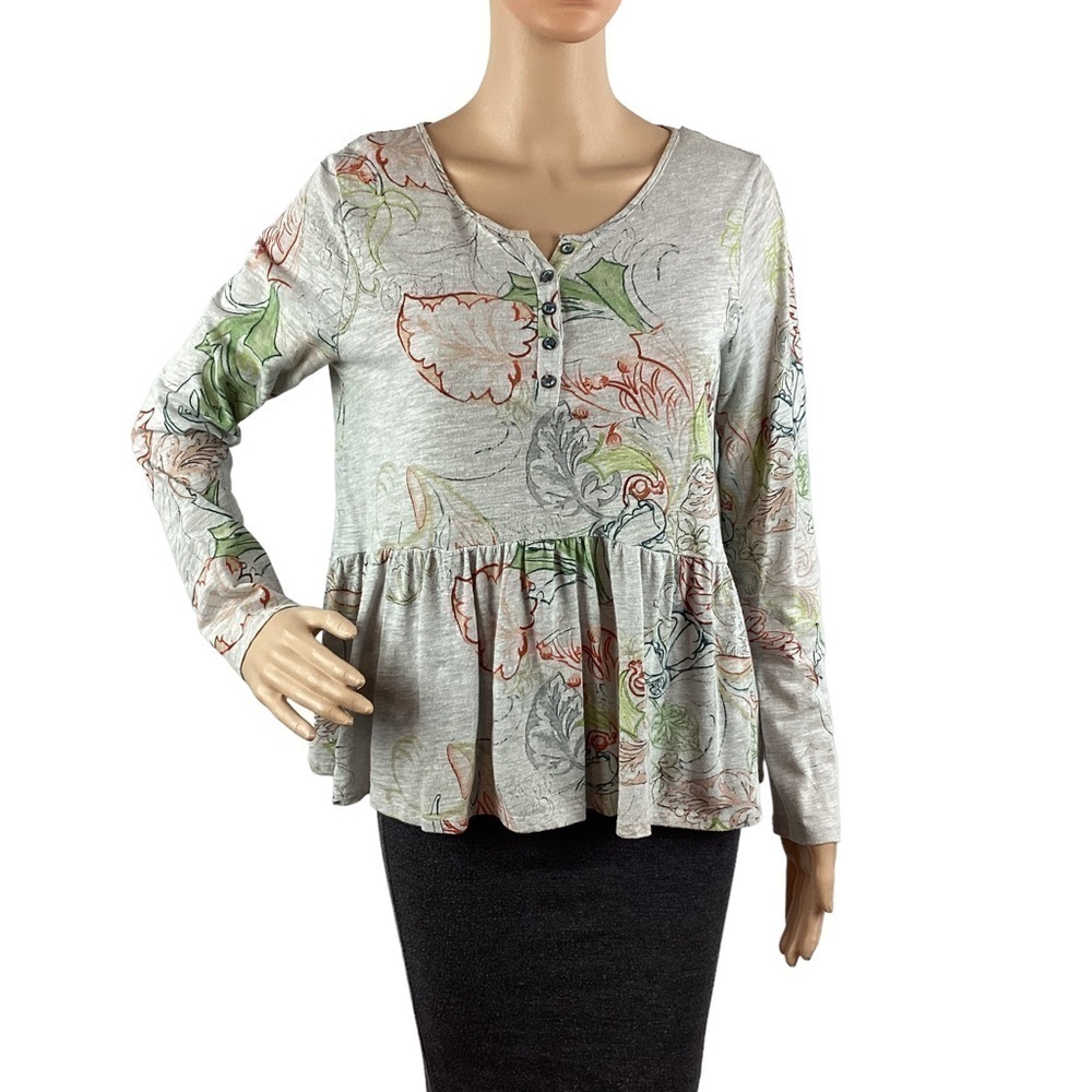 Anthropologie Meadow Rue Top Size S Gray Floral